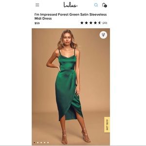 Lulu’s I'm Impressed Forest Green Satin Sleeveless Midi Dress
